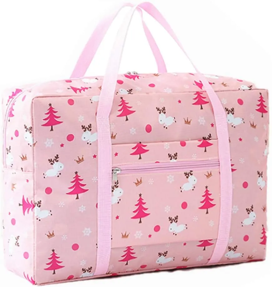 Carry-on Bag Foldable Flight Travel Duffel Travel Luggage Lightweight Travel Duffle Tote Bags Waterproof Organizer Storage (Pink Lamb)