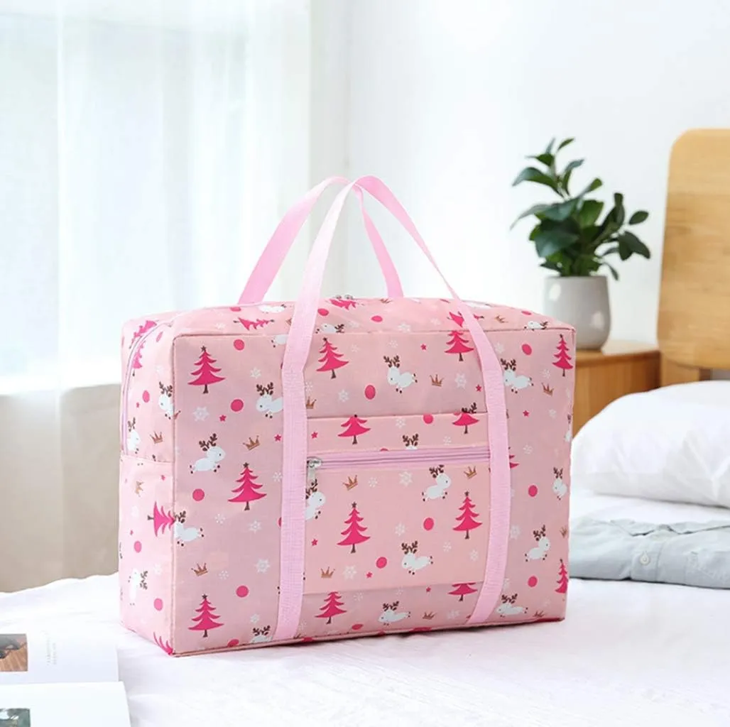 Carry-on Bag Foldable Flight Travel Duffel Travel Luggage Lightweight Travel Duffle Tote Bags Waterproof Organizer Storage (Pink Lamb)
