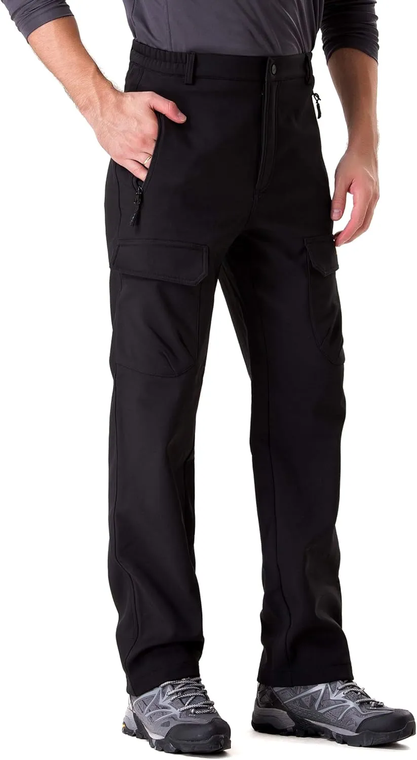 clothin Men's Insulated Pants Fleece Lined Snow Pants Softshell Water and Wind-Resistant