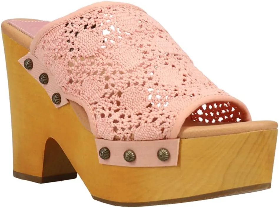 Dingo Womens Crafty Studded Platform Casual Sandals Casual High Heel 3" & Up - Pink