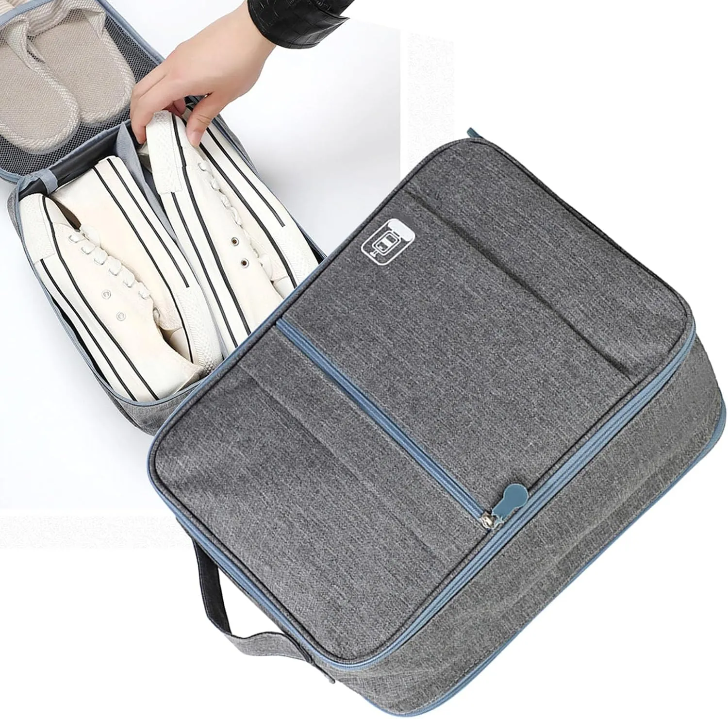 Hangable Suitcase Folding Shoe Bag Travel Shoe Storage Bag Shoe Storage Bag Waterproof Portable Multifunctional Travel Shoe Bag for Business Travel (Grey)