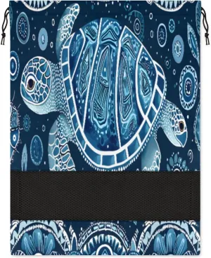 Retro Sea Turtle Tribe Shoe Bag for Travel Foldable Sport Shoe Storage Packing Organizer Golf Gym Dance Pointe Shoe Bags With Zipper Unisex Shoe Pouch For Men & Women