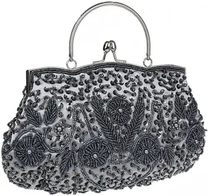 Satin Purse Evening Handbags Wedding Bag Beaded Sequins Clutch for Party