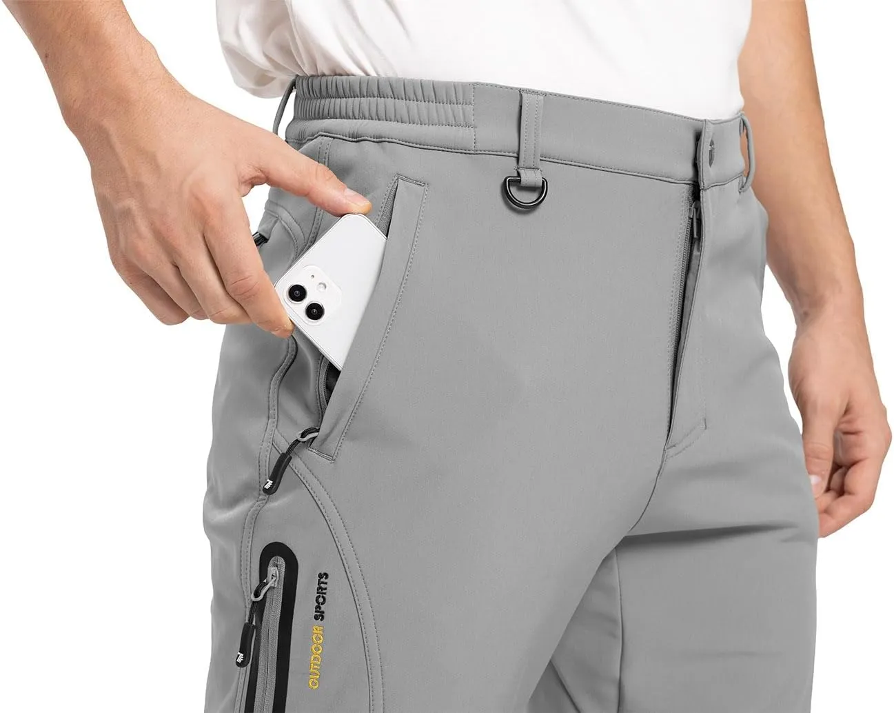YSENTO Men's Fleece Lined Snow Ski Pants Waterproof Softshell Insulated Winter Cargo Hiking Camping Pants