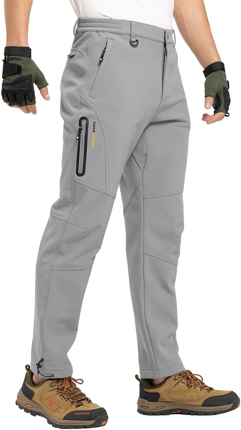 YSENTO Men's Fleece Lined Snow Ski Pants Waterproof Softshell Insulated Winter Cargo Hiking Camping Pants