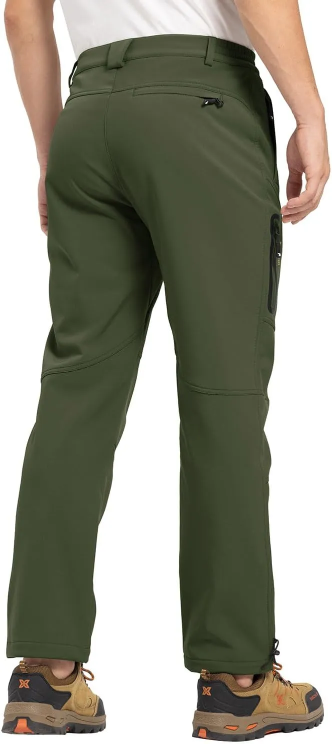YSENTO Men's Fleece Lined Snow Ski Pants Waterproof Softshell Insulated Winter Cargo Hiking Camping Pants
