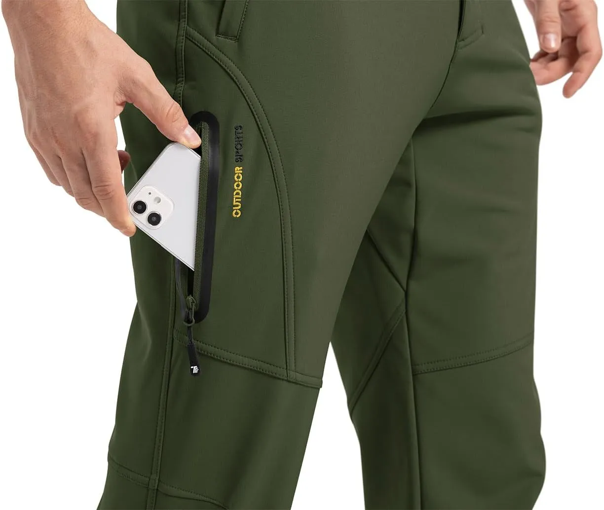 YSENTO Men's Fleece Lined Snow Ski Pants Waterproof Softshell Insulated Winter Cargo Hiking Camping Pants