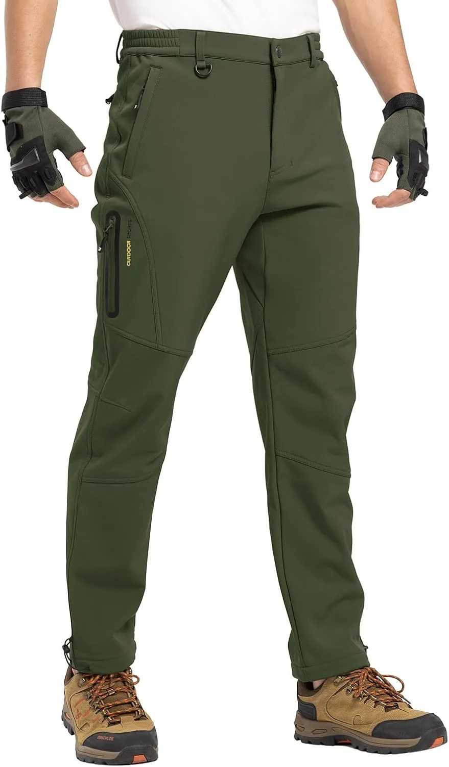 YSENTO Men's Fleece Lined Snow Ski Pants Waterproof Softshell Insulated Winter Cargo Hiking Camping Pants