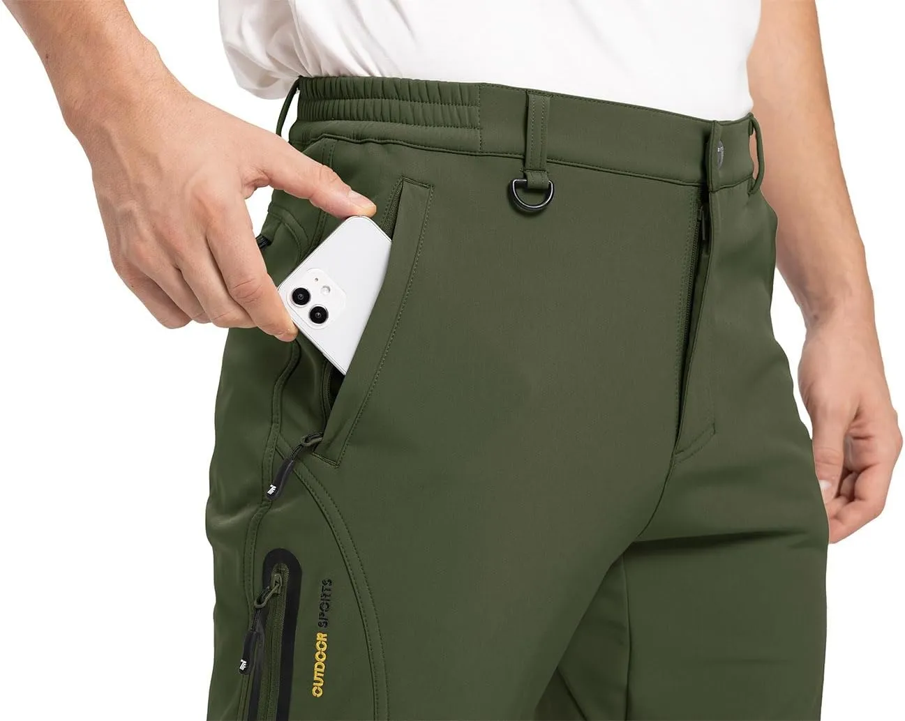 YSENTO Men's Fleece Lined Snow Ski Pants Waterproof Softshell Insulated Winter Cargo Hiking Camping Pants