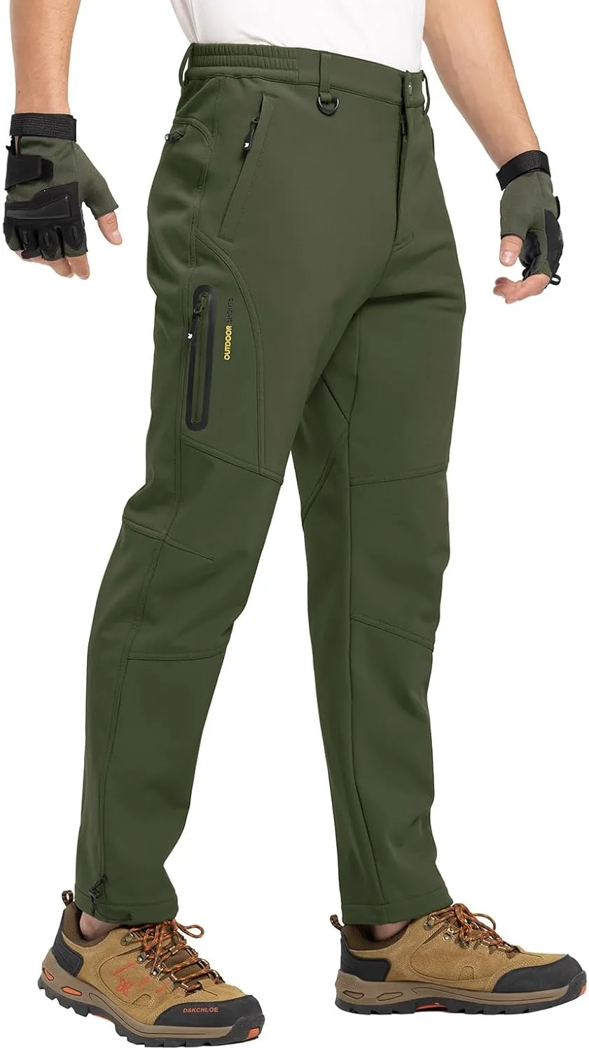 YSENTO Men's Fleece Lined Snow Ski Pants Waterproof Softshell Insulated Winter Cargo Hiking Camping Pants