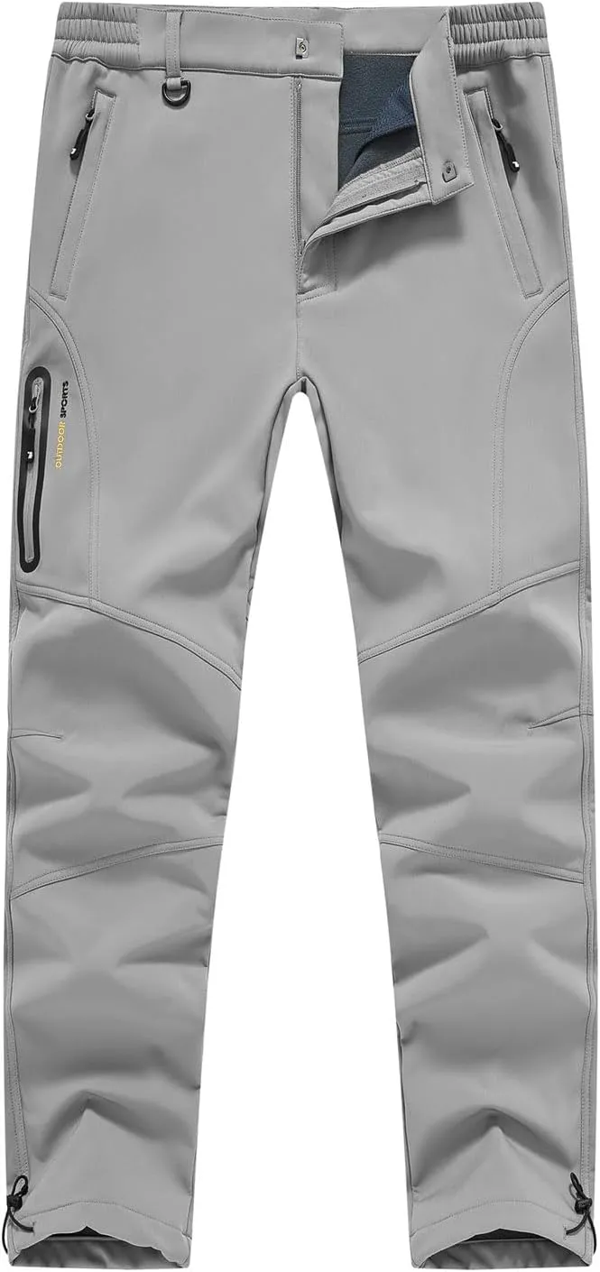 YSENTO Men's Fleece Lined Snow Ski Pants Waterproof Softshell Insulated Winter Cargo Hiking Camping Pants