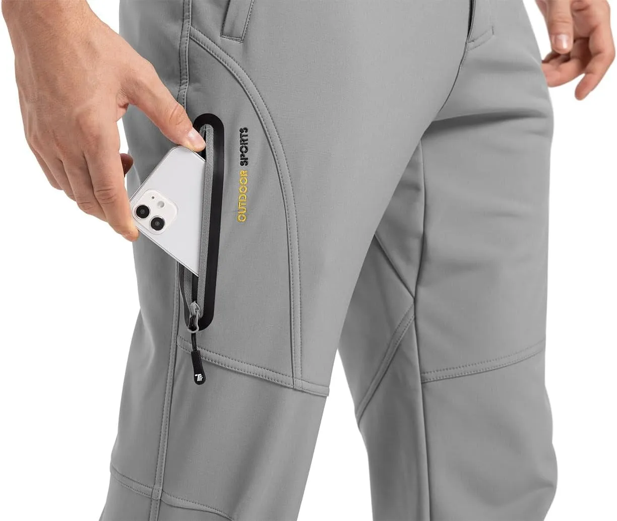YSENTO Men's Fleece Lined Snow Ski Pants Waterproof Softshell Insulated Winter Cargo Hiking Camping Pants
